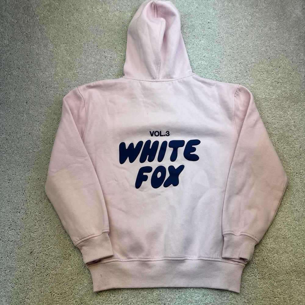 White Fox Vol 3 Pink Oversized Hoodie Sweatshirt Womens Size XXS/XS Logo Back